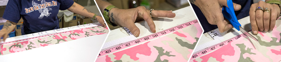 Pink and white camo bing cut to measured length