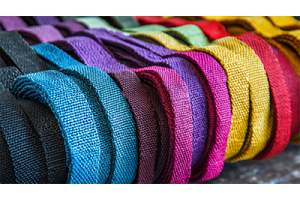 Assortment of different colored nylon webbings