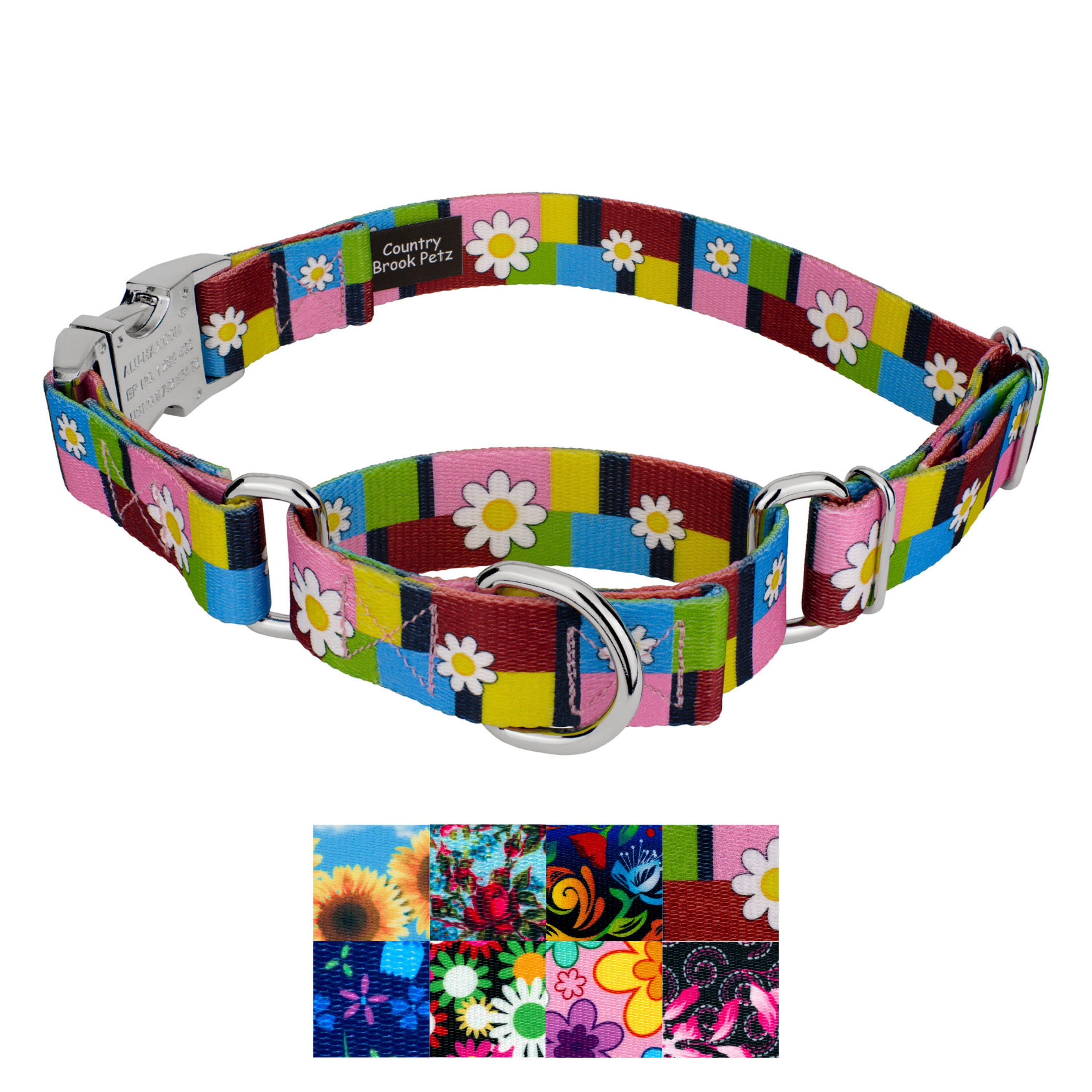 thumbnail image 2 of Country Brook Petz Heavy Duty Nylon Martingale Dog Collar With Deluxe Buckle - 30+ Vibrant Color Options (1 Inch, Medium, Fuchsia 2 of 14