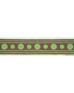 1 Inch Brown with Green Polka Dots Woven Ribbon, 2 Yards