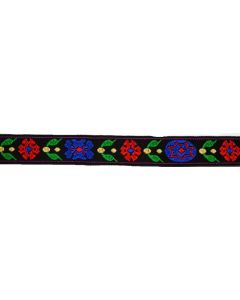 3/4 Inch Red and Blue Flowers Woven Jacquard Braid Ribbon, 10 Yards