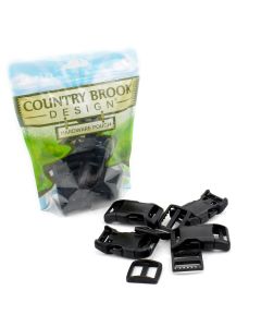 1 Inch Black Contoured Side Release Buckle & Wide Mouth Triglide Set