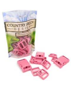 1 Inch Pink Contoured Side Release Buckle & Wide Mouth Triglide Set