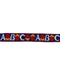 3/4 Inch White ABC's Woven Jacquard Braid Ribbon, 1 Yard