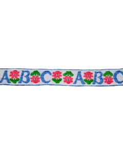 3/4 Inch Pastel ABC's Woven Jacquard Braid Ribbon, 1 Yard