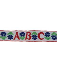3/4 Inch Red ABC's Woven Jacquard Braid Ribbon, 5 Yards