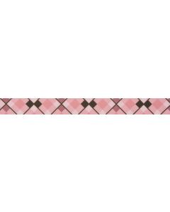 7/8 Inch Pink And Brown Argyle Grosgrain Ribbon Closeout, 5 Yards