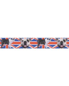 7/8 Inch English Bulldog Union Jack Grosgrain Ribbon Closeout