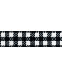 1 1/2 Inch Black & White Buffalo Plaid Grosgrain Ribbon