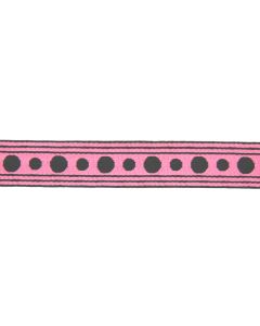 1 Inch Pink with Black Polka Dots Woven Ribbon, 2 Yards