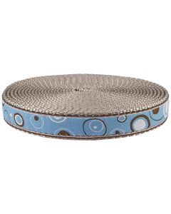 3/4 Inch Blue and Brown Orbs Ribbon on Silver Nylon Webbing Closeout, 1 Yard