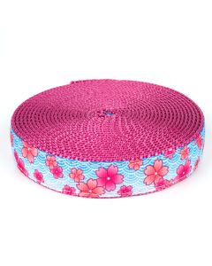 3/4 Inch Pink April Blossoms on Rose Nylon Webbing