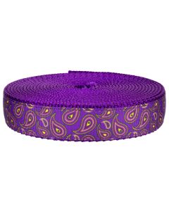 1 Inch Purple Paisley on Purple Nylon Webbing