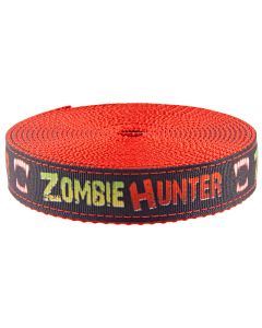 1 Inch Zombie Hunter Ribbon on Red Nylon Webbing Closeout, 5 Yards