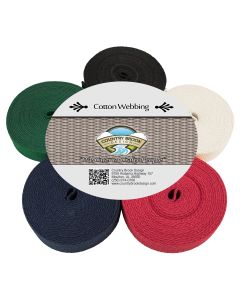 1 Inch Heavy Cotton Webbing, 5 Yards of 5 Colors