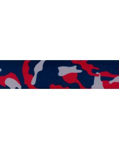 1 1/2 Inch Navy Blue and Red Camo Polyester Webbing Closeout