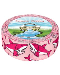 1 Inch Pink Sharks Polyester Webbing