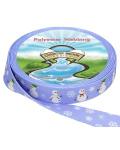 5/8 Inch Snowman Recycled Polyester Webbing, 20 Yards