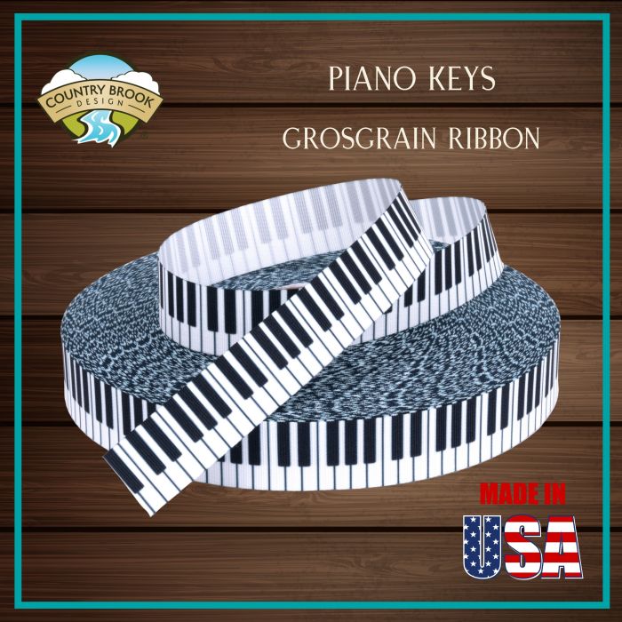 Buy Piano Keys Grosgrain Ribbon Online | Country Brook Craft Supply