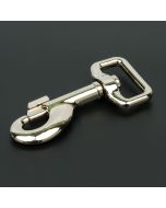 A silver Nickel trigger snap hook on a black background