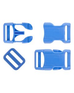 3/4 Inch Blue Contoured Side Release Buckle & Triglide Set