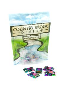 5/8 Inch Iridescent Rainbow Convex Non Adjustable Side Release Buckles, 5 Pack