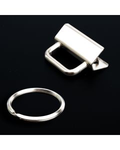 1 1/4 Inch Key Chain Fob Wristlet Hardware Sets with Key Ring on a black background with the ring separate from the fob
