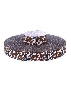 White Grosgrain Ribbon with brown cowhide spots