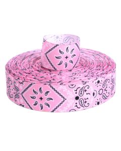 1 1/2 Inch Pink Bandana Grosgrain Ribbon Closeout #2, 50 Yards