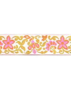 1 1/2 Inch Star Flowers Woven Jacquard Braid Ribbon, 3 Yards