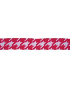 7/8 Inch Wide Shock Pink Houndstooth Offray Polyester Ribbon - Various Lengths