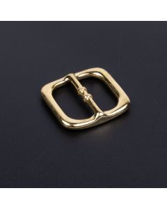 3/4 Inch Brass Plated Frame Metal Round Triglide Slide with a black background
