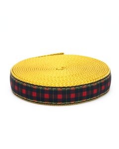 Black and Red plaid sewn on to Gold nylon