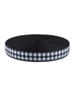 Black & White plaid sewn on black nylon