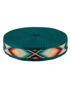 Angle striped Ribbon on Teal Nylon Webbing