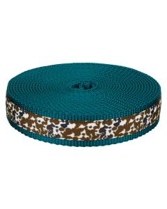 Cow Print Ribbon on Teal Nylon Webbing