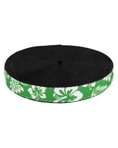 Kelly Green Hawaiian Ribbon on Black Nylon Webbing