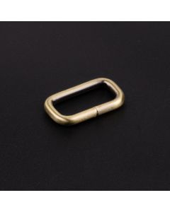 5/8 Inch Brushed Brass Heavy Welded Rectangle Ring shown on a dark background