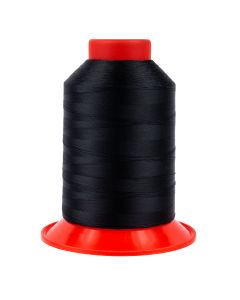 A spool of dark black thread