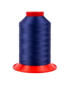 A spool of dark blue thread