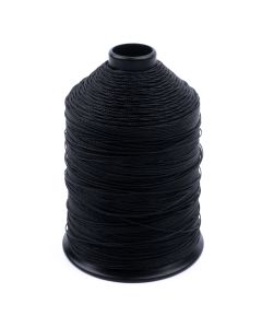 A spool of black nylon thread