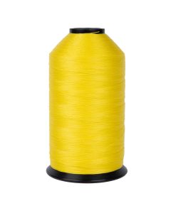 Tex 70 Yellow Nylon Bonded Thread on a black spool