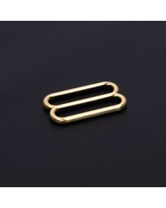 Brushed Brass Metal Round Wide-Mouth Triglide Slides on a black background