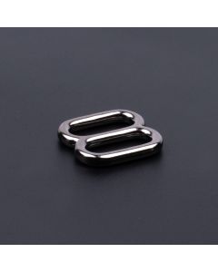 5/8 Inch Gunmetal Metal Round Wide-Mouth Triglide Slide with a dark background