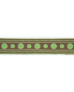 1 Inch Brown with Green Polka Dots Woven Ribbon