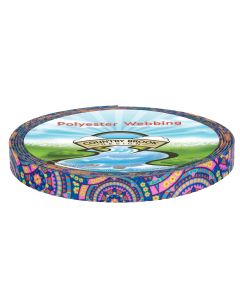 5/8 Inch Blue Boho Mandala Polyester Webbing