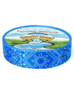 The webbing features a classic paisley bandana pattern in a bright royal blue colorway.