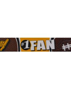 1 1/2 Inch Black and Gold Football Fan Polyester Webbing Closeout