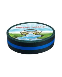 A single, continuous blue center stripe that creates a crisp, high-contrast appearance on black webbing