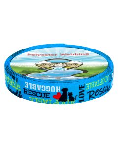 Repeating, rescue-themed graphics featuring: The words &ldquo;Adoptable,&rdquo; &ldquo;Rescue,&rdquo; and &ldquo;Love&rdquo;, Silhouettes of a dog and a cat sitting side by side, A red heart accent between the animals, and text is printed in black, white, and yellow for high contrast